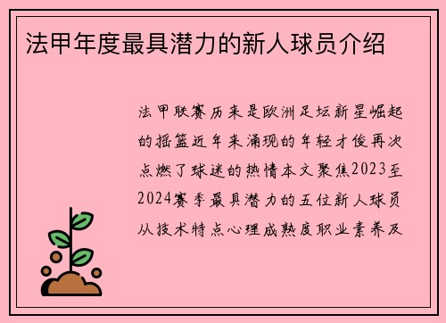 法甲年度最具潜力的新人球员介绍